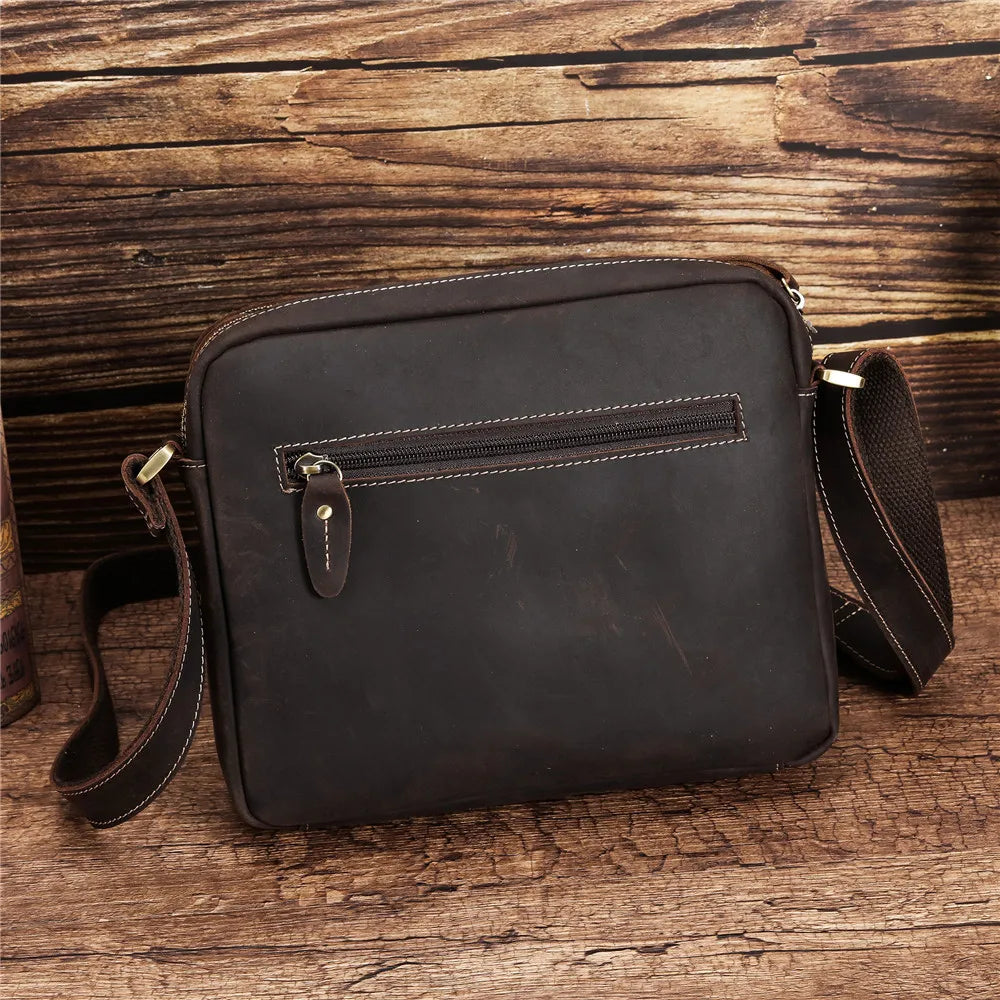 Sacoche cuir lisse large - Clovis