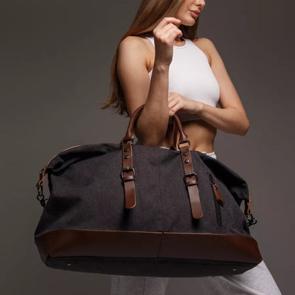 Sac de voyage en toile vintage, bandoulière - Basile