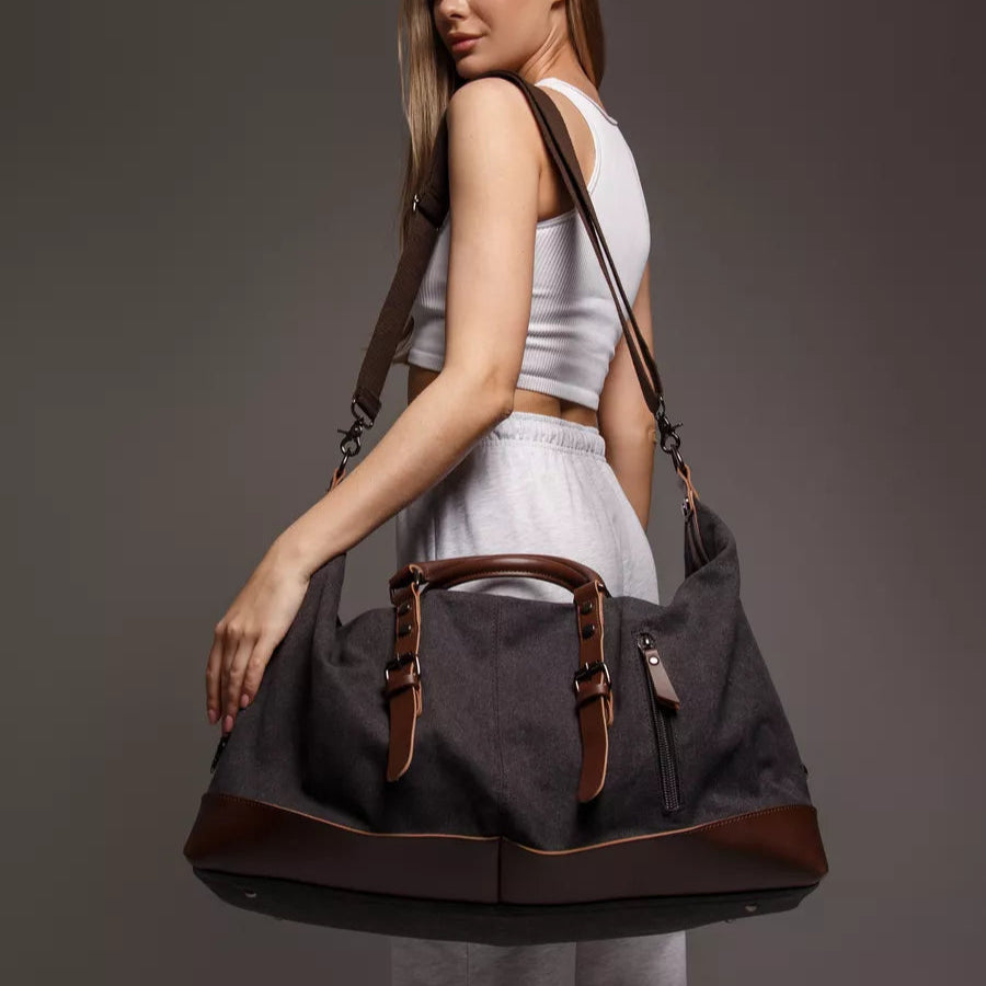 Sac de voyage en toile vintage, bandoulière - Basile