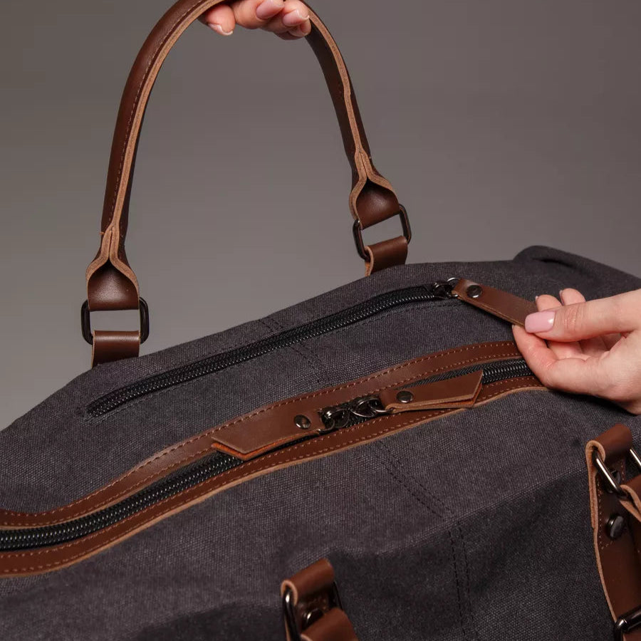 Sac de voyage en toile vintage, bandoulière - Basile