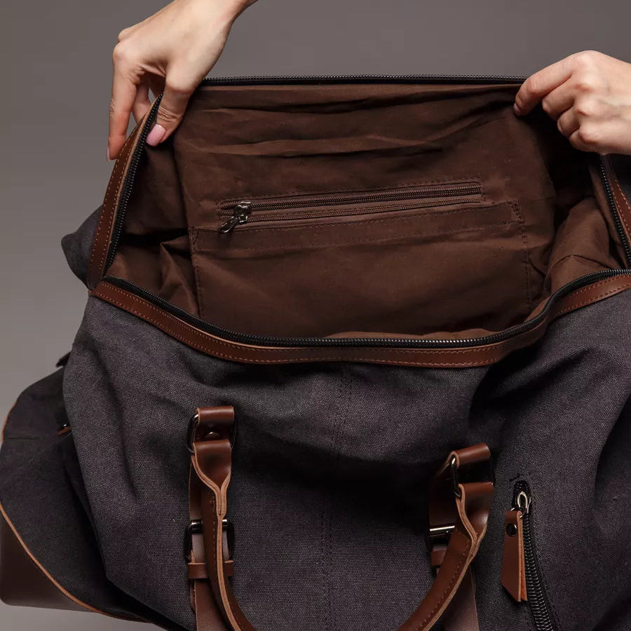 Sac de voyage en toile vintage, bandoulière - Basile
