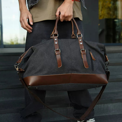 Sac de voyage en toile vintage, bandoulière - Basile
