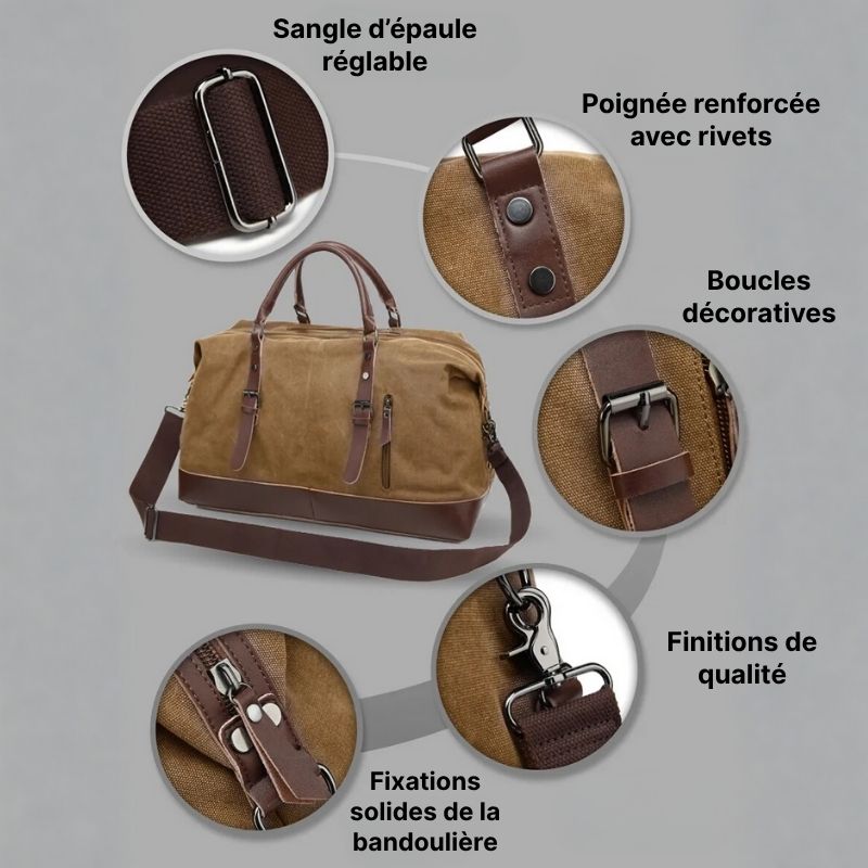Sac de Voyage Weekend Vintage en Toile - John
