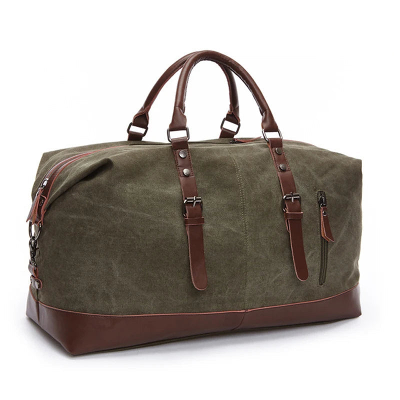 Sac de voyage en toile vintage, bandoulière - Basile