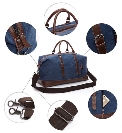 Sac de voyage en toile vintage, bandoulière - Basile