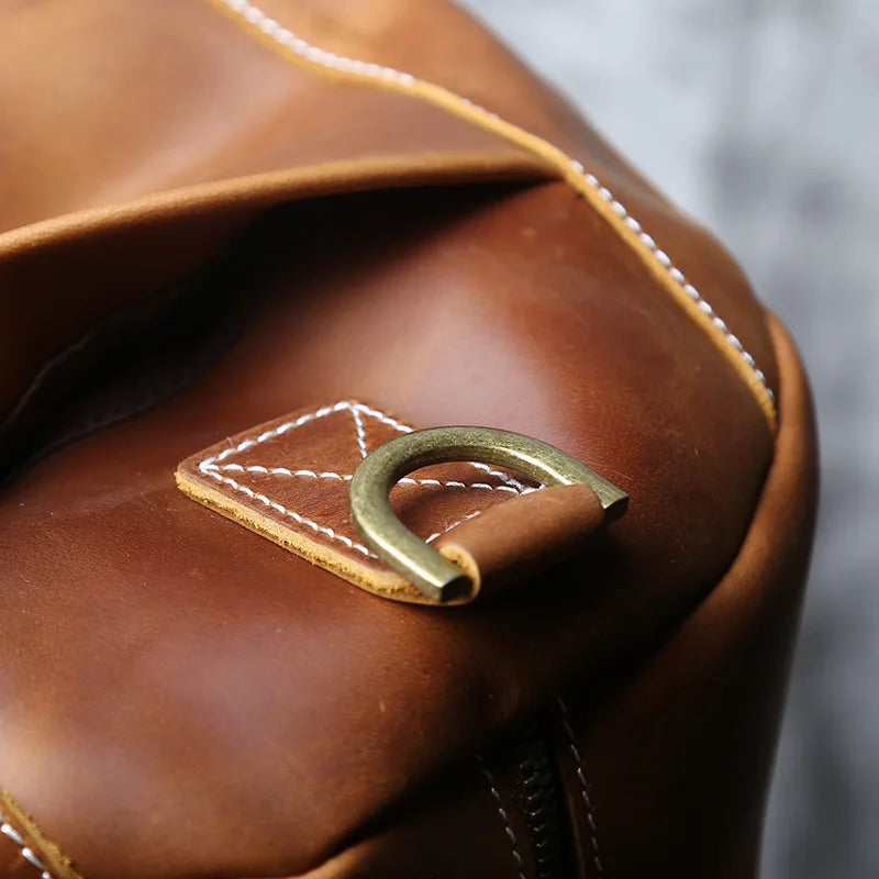 Grand sac de voyage en cuir véritable en bandoulière, multiples rangement, sac premium - David