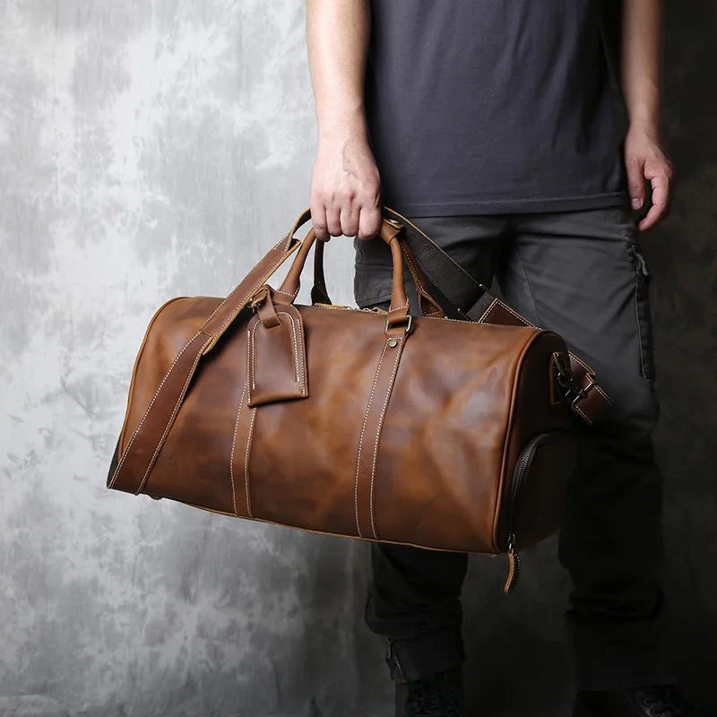 Sac de voyage en cuir véritable lisse - Damien