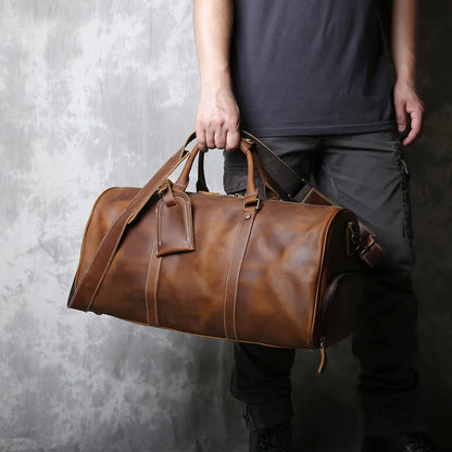Sac de voyage en cuir véritable lisse - Damien