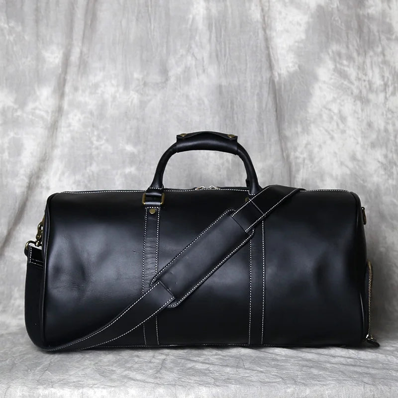 Sac de voyage en cuir véritable lisse - Damien