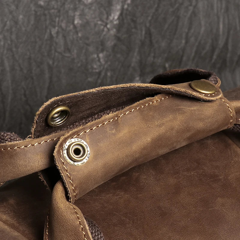 Sac de voyage en cuir véritable, en bandoulière, avec poches - Cédric