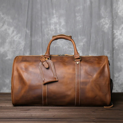 Sac de voyage en cuir véritable lisse - Damien