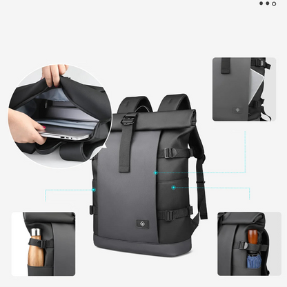 Sac à dos Roll Top - Extensible, pour ordinateur portable