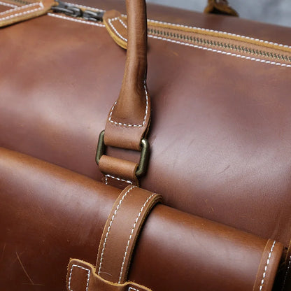 Grand sac de voyage en cuir véritable en bandoulière, multiples rangement, sac premium - David
