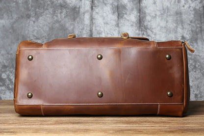Grand sac de voyage en cuir véritable en bandoulière, multiples rangement, sac premium - David