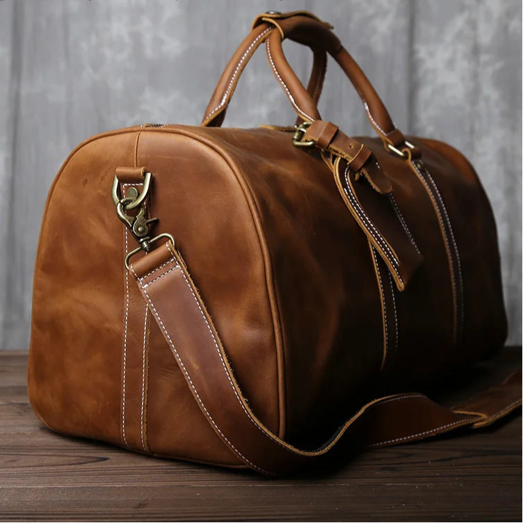 Sac de voyage en cuir véritable lisse - Damien