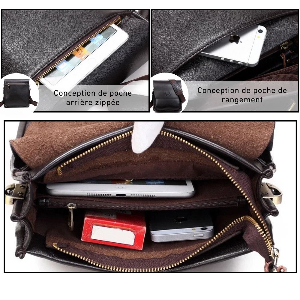 Sacoche à Rabat en Cuir PU Premium pour Homme - Alexandre