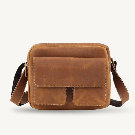 Sacoche cuir lisse large - Clovis
