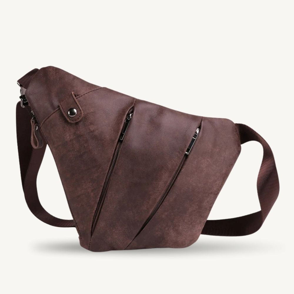 Sacoche bandoulière asymétrique en cuir lisse - Micha