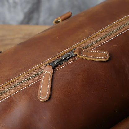 Grand sac de voyage en cuir véritable en bandoulière, multiples rangement, sac premium - David