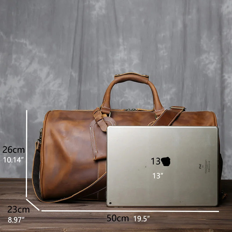 Sac de voyage en cuir véritable lisse - Damien
