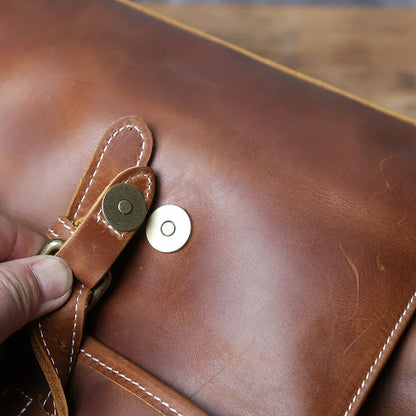Grand sac de voyage en cuir véritable en bandoulière, multiples rangement, sac premium - David