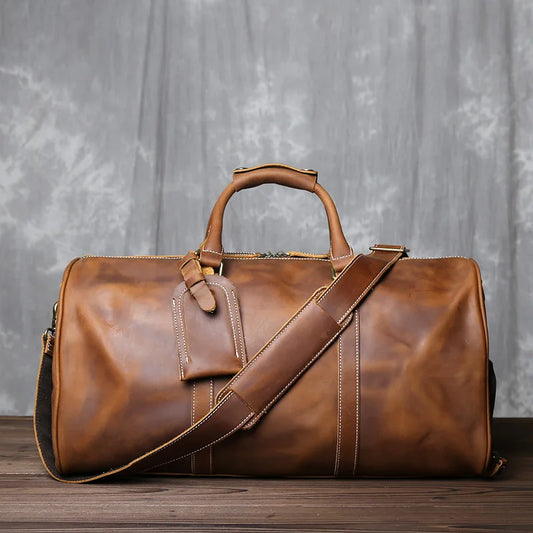 Sac de voyage en cuir véritable lisse - Damien