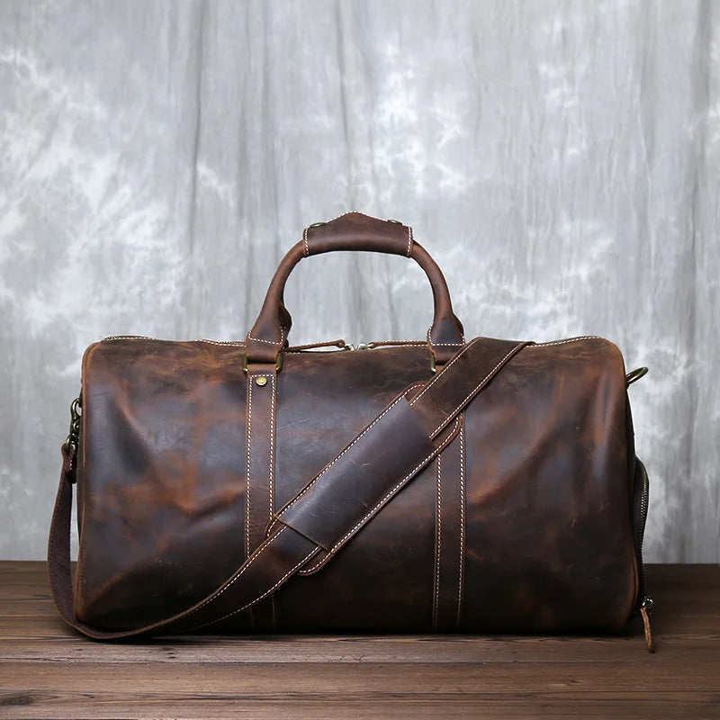 Sac de voyage en cuir véritable lisse - Damien