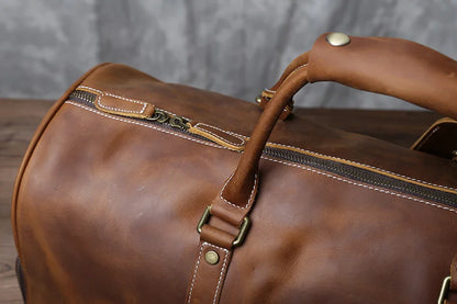 Sac de voyage en cuir véritable lisse - Damien