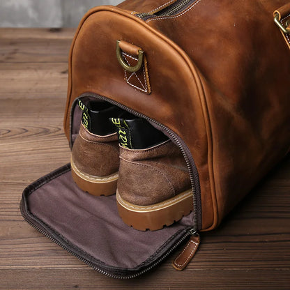 Sac de voyage en cuir véritable lisse - Damien